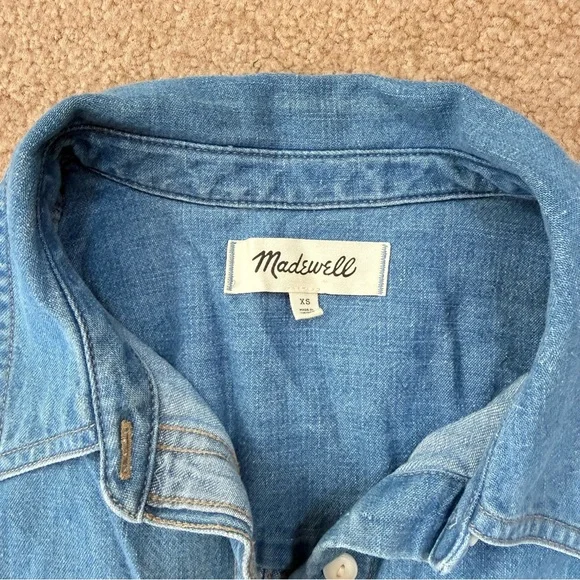 Madewell Chambray Denim Darted Button-Up Long Sleeve Shirt XS - Picture 6 of 11